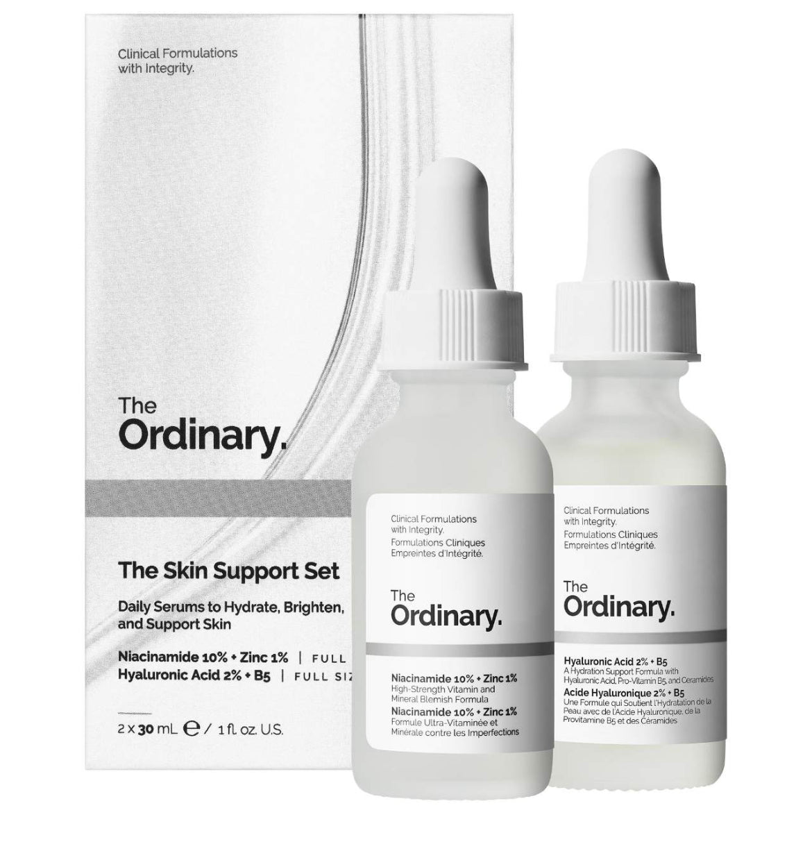 El set de apoyo para la piel con niacinamida + ácido hialurónico