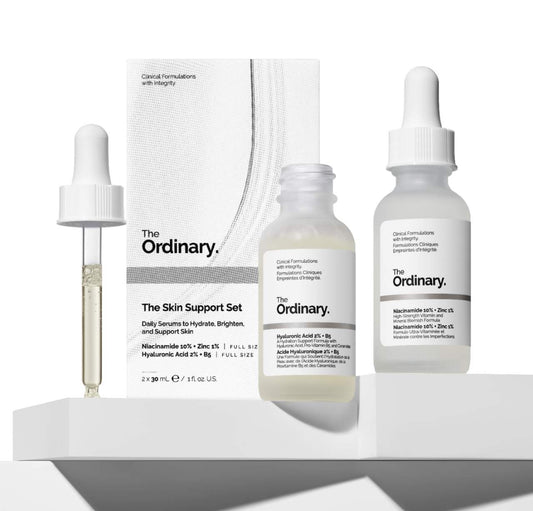 El set de apoyo para la piel con niacinamida + ácido hialurónico