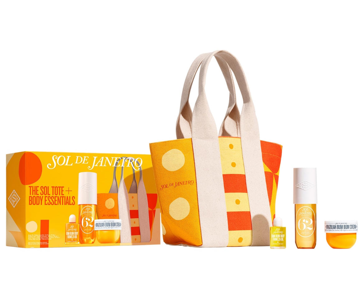 Conjunto de bolso Sol Tote + artículos esenciales para el cuerpo.