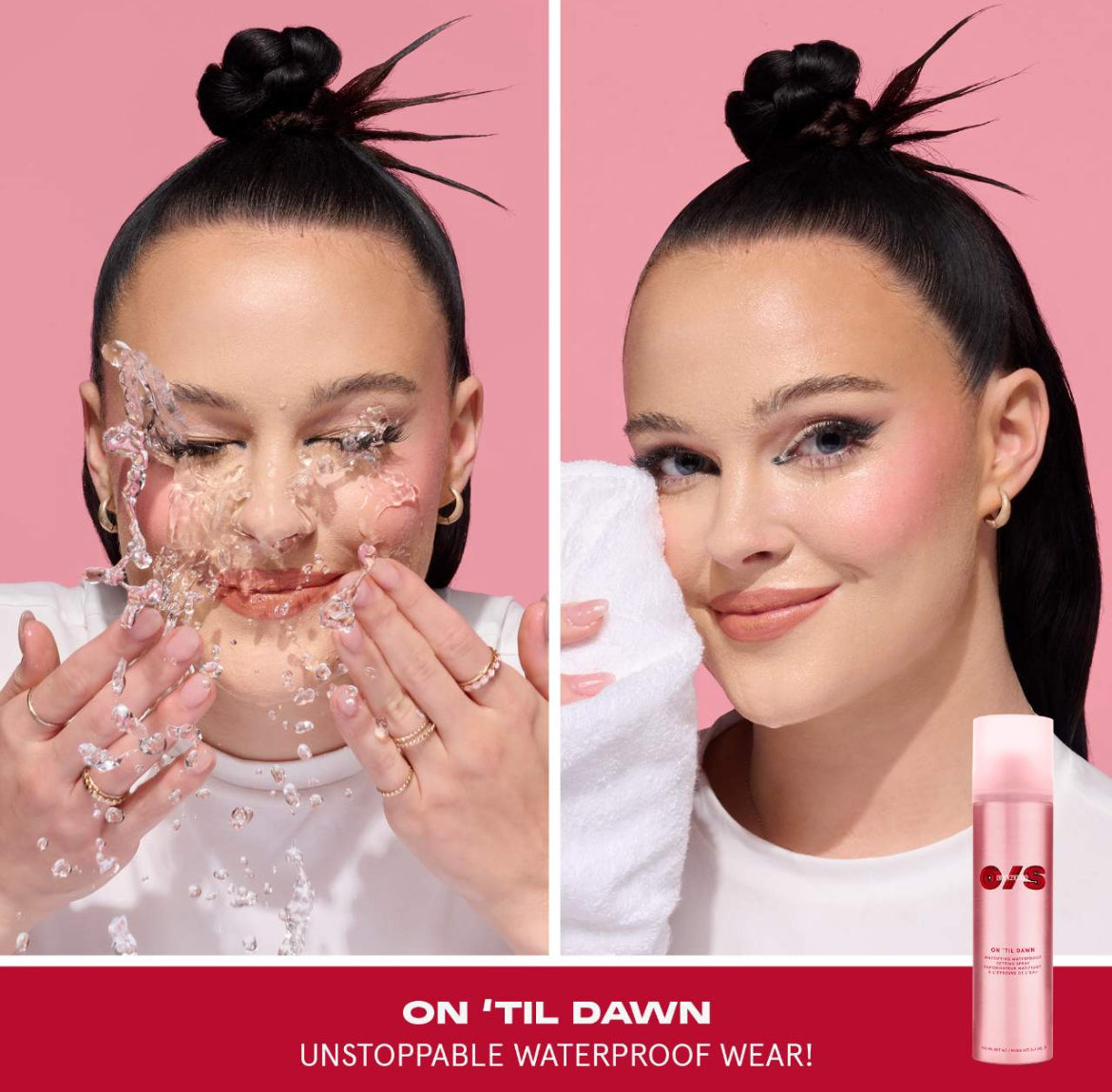 Spray fijador matificante resistente al agua.