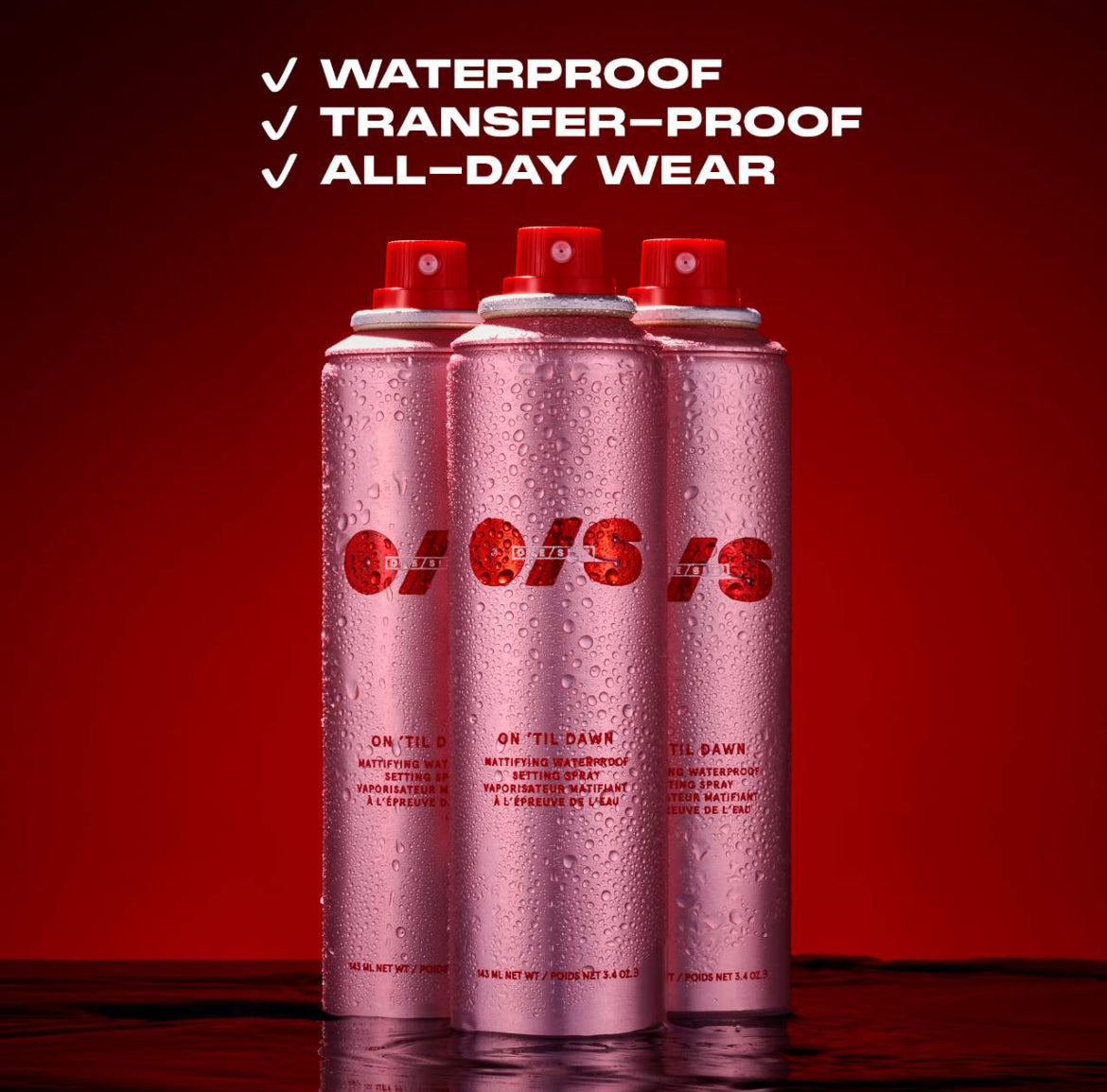 Spray fijador matificante resistente al agua.
