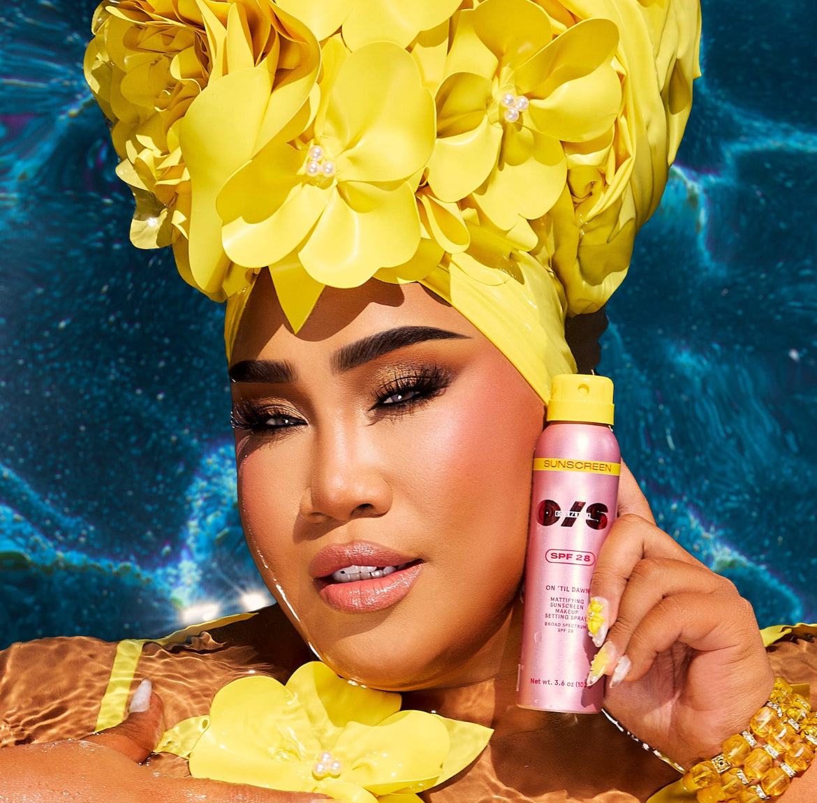 Spray fijador de maquillaje matificante Dawn con protección solar FPS 28